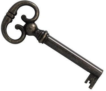 Gedotec Llave de barba multicolor para cerradura de mueble, llave de repuesto decorativa, llave de barba para armario - 0339 | 40 mm | Latón marrón bruñido con rayas | 1 pieza - Llave para mueble