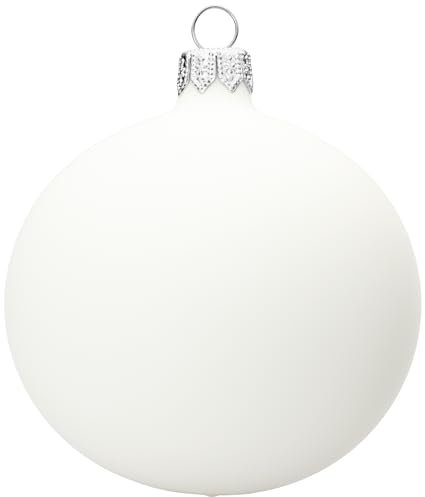 Sikora Essentials Klassische Christbaumkugeln aus Glas - matt - 6 Farben 3 Größen Premium Qualität, Farbe:Weiss matt 4er Set, Höhe in cm:8 cm