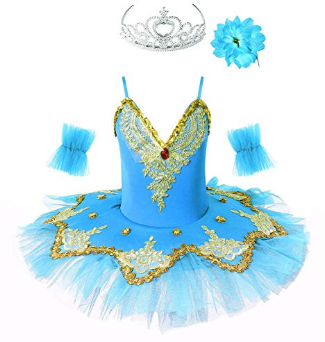 iEFiEL Balettkläder i set – flickor, balettklänning, glitter, prinsessklänning, vintage, balettrikå för barn, balettdräkt med kjol, tutu