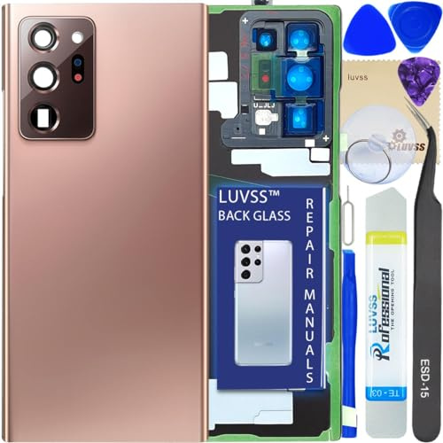 LUVSS Glass Back Cover Compatible with Samsung Galaxy Note 20 Ultra + Camera Lens Replacement + Repair Manual DIY Tools Kit SM-N986 N985B -Mystic Bronze Gold