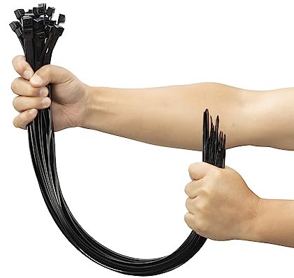 XINGO 100 Pièces Noir Large Attaches de câble, Extra Longue 650mm x 9mm Cde câble Nylon Resistant UV, 80 KGS Heavy Duty Serre-câbles Zip Ties