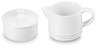 Le Creuset Stoneware Signature Cream & Sugar Set, White, Cream: 300 ml., Sugar: 8oz,