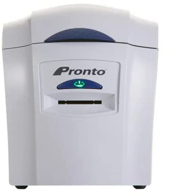 Magicard Pronto ID Card Printer - Single-Sided - 3649-0001 w/Magicard MA300YMCKO Color Ribbon - YMCKO - 300 Prints, Premium White Blank Plastic CR80 30 Mil PVC Cards (500 Pack), & CloudBadging Lite