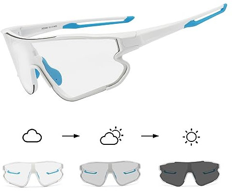 DUDUKING Sonnenbrille Selbsttönend Polarisierte Fahrradbrille Herren Damen,UV 400 Schutz Sportbrillen Radsport Brillen für Outdoorsport Radfahren Laufen Golf Baseballbrille