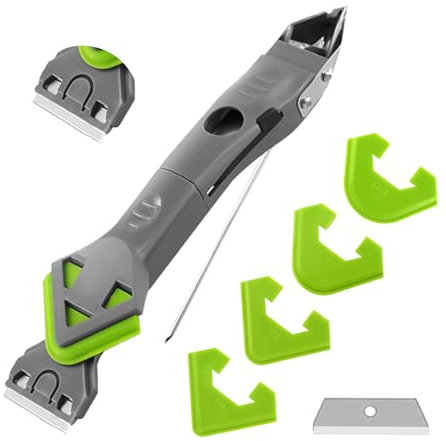 YiJiuBa Silikonentferner Werkzeug Set, 7 IN 1 Werkzeug Fugenglätter Silikon Abzieher Silikonpads Dichtungsdüsen ​Silikonfugenentferner für Küche Bad Boden Spüle Fenster Abdichtung