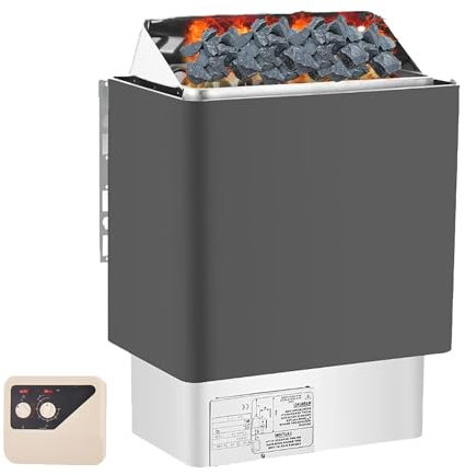 Electric Sauna Heater,SPA Dry Steam Bath Heater,Sauna Oven,Stainless Steel 3-9 Kw External Sauna Control with Time Delay Sauna Technology Set, Supports Body Detox(9KW)