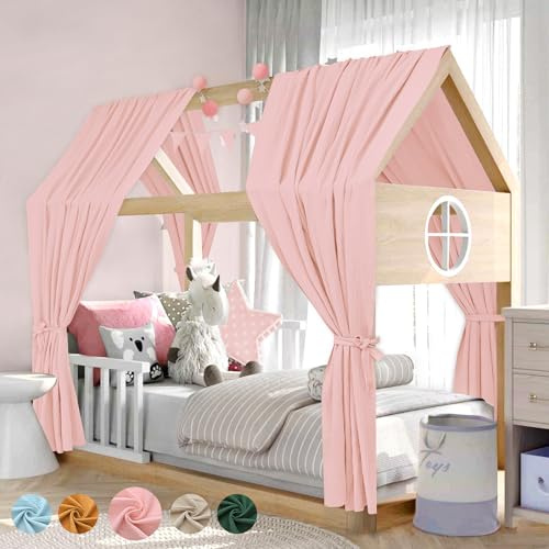 Alishomtll Kit de décoration de lit de maison, 2 baldaquins de lit en 100 % mousseline de coton, 1 guirlande de fanions de 300 cm, pour lit d'enfant, fille et garçon, chambre d'enfant, 135 x 270 cm