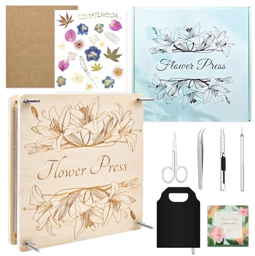 GTQYYF Flower Press Kit 11x11 Large, 10 Layers Wooden Flower Pressing Kit for Adults & Teens, DIY Bouquet Preservation, Pressed Flowers, Leaves & Botanical Art, Gift for Nature & Craft Lovers