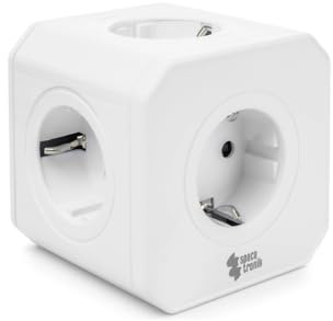 Spacetronik Steckdosenwürfel mit Überspannungsschutz, Mehrfachsteckdose Würfel, Erweiterbare Verteilersteckdose, 4000W, Kompakte Steckdosenleiste für Büro & Zuhause, Weiß, ohne Kabel