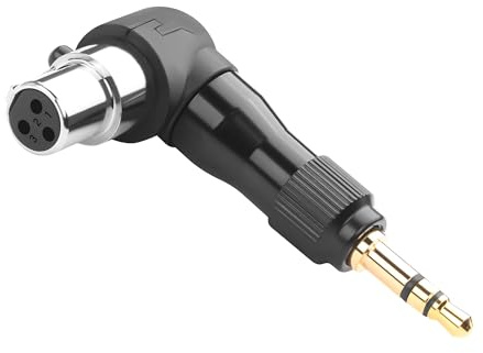QIANRENON justerbar 90° vinkel mini XLR till 1/8 TRS mikrofon anslutning 3-stift mini xLr uttag till låsbar TRS 3,5 mm kontakt rätvinklig adapter mini XLR riktning Cabrio, för sporthörlurar