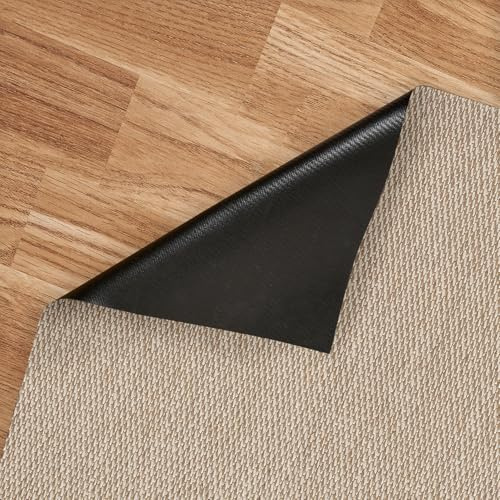 STORESBASIC Alfombra Vinilica Antideslizante, Lavable y Resistente a Manchas, Tejido Trenzado y Sin Pelo, Alfombra de Vinilo Interiores y Exteriores, Beige 60x200