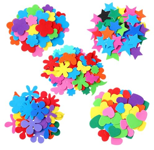 200pcs Foam Stickers Self-Adhesive Geometric Shape Craft Stickers Sticky DIY Craft Sticker Supplies Assorted Colors for Kids Scrapbooking Art Program Card Making Projects