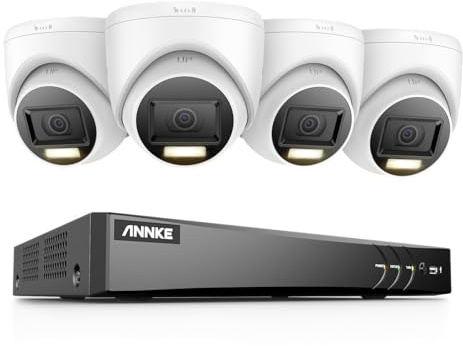 ANNKE 4K Kit Camaras de Vigilancia con Audio, 8CH DVR CCTV Recorder con 4X 8MP Cámaras IP67 Seguridad Impermeable, Visión Nocturna en Color, Detección de Personas y Vehículos, sin Disco Duro