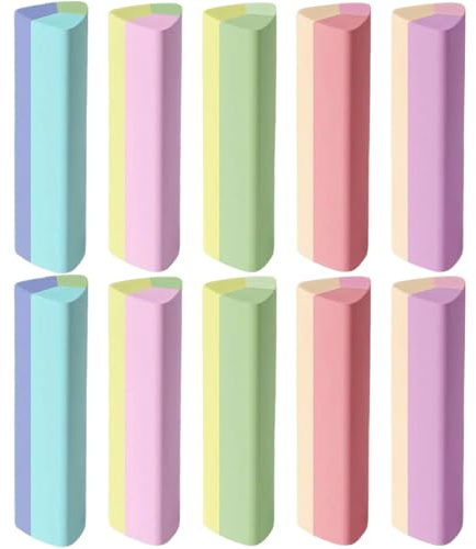 OIXYEY 10 gomme da cancellare a forma di matita, gomme modellabili, triangoli colorati adatti ai sensi, per la scuola, schizzi, pittura, arte