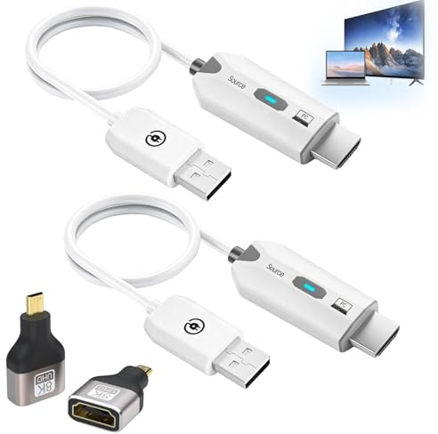 Snugloo Transmisor y Receptor HDMI Inalámbrico, Kit de 2 Pcs Extensor HDMI 5G Full HD 1080P para Streaming de Audio y Vídeo, Plug & Play para PC, Portátil, Proyector, Monitor y Smart TV