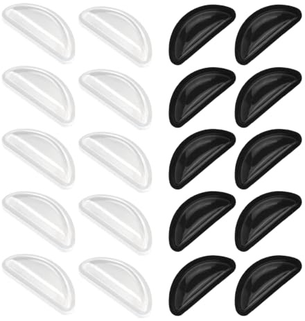 10 Pairs Self-Adhesive Silicone Glasses Nose Pads, Black and White