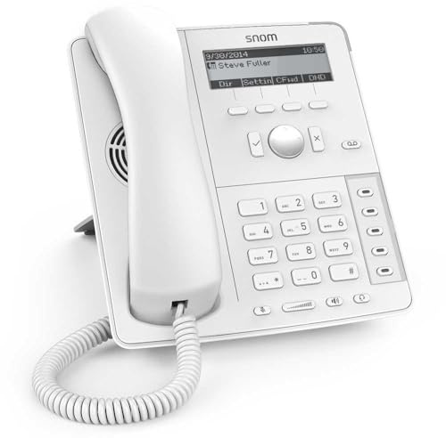 Snom D715 IP Telefon, SIP Tischtelefon (5 konfigurierbare LED-Funktionstasten, vierzeiliges S / W-Display mit Hintergrundbeleuchtung, XML-Minibrowser), Weiß, 00004381