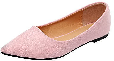 Jamron kvinnors spetsiga tå-ballerinor lätta platta pumpar, Rosa flanell, 41 EU