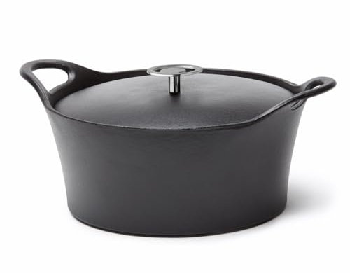 Cuisinox C61179WX29857 Volcan - Pentola rotonda in ghisa smaltata, 24 cm, con coperchio, colore: Nero
