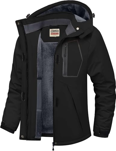 WULFUL Women's Waterproof Ski Jacket Warm Winter Coats Windproof Winter Jackets for Women Fleece Lined Windbreaker with Hood
