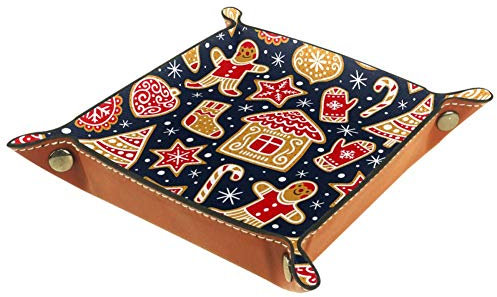 BestIdeas - Cesto portaoggetti quadrato, 16 x 16 cm, con pan di zenzero natalizio, scatola organizer su tavolo per casa, ufficio, dormitorio