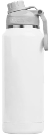 ORCA Hydra 34oz | Insulated, Stainless Steel Water Bottle with Powder Coat Finish & Silicone Grip Whale Tale Handle, Dishwasher Safe Sports Bottle — Pearl