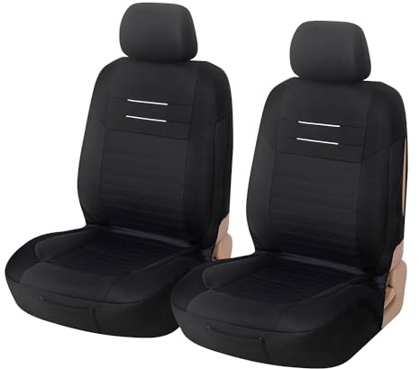 Upgrade4cars Autositzbezüge Vordersitze Schwarz | Autositzbezug Set Universal | Autoschonbezüge für Fahrersitz & Beifahrer