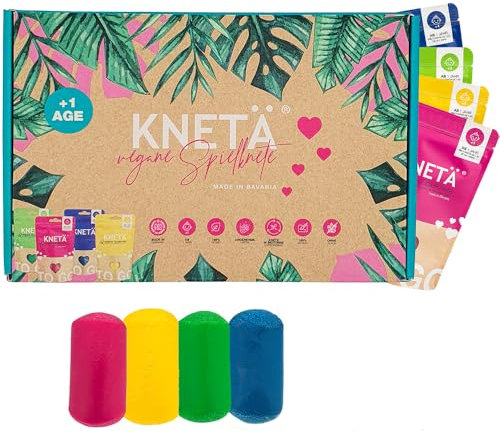 KNETÄ NEU Vegane Spielknete (Bag Sets) I Kleinkinderknete ab 1 Jahr (4er Set XL) Knet Set I Ungiftig…