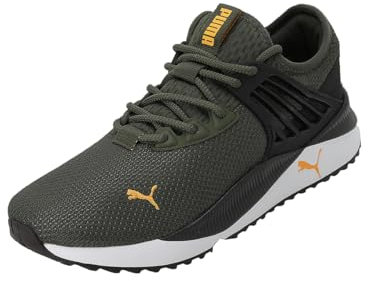 PUMA Unisex Pacer Future Sneaker, Green Moss-Flat Dark Gray-ORANGE GLO, 41 EU