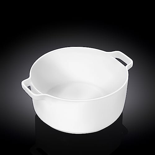 Wilmax WL-997034/A - Fuente de porcelana con asa, 15,5 cm de largo, 6,5 cm de altura, 510 ml de capacidad, color blanco