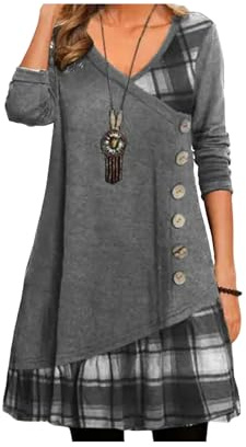 Vestidos para Mujer Europeo y Americano otoño e Invierno Elegante Vestido de Fiesta Suelto Todos los días Vestido de Manga Larga con Botones