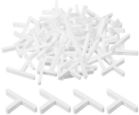 QUARKZMAN 200 Pièces de Cales en Plastique en Forme de T pour Carrelage Mural et de Sol, Outils de Pose de Carrelage, Espacement de 2 mm (1/12 Pouce) pour Carreaux en Céramique, Blanc