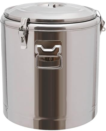GramStudio Große Isolierter Warmer Suppentopf, 201 Edelstahl 40L Frühstücks Suppentopf für Transport Thermobehälter mit Gummiring und Spannverschluss (40L/10.6gal)