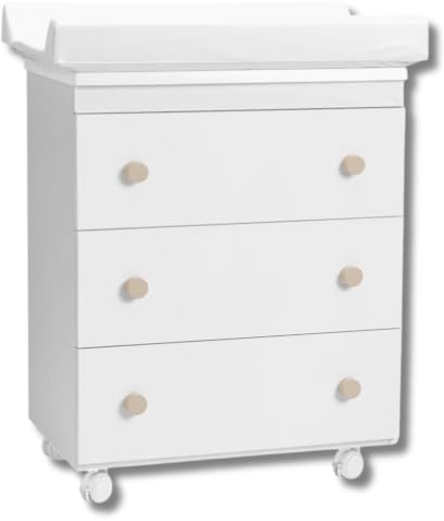 PALLA PALLINA Cassettiera Fasciatoio Salvaspazio 80x44x97H cm 3 Cassettoni Removibili con Vaschetta Bagnetto Neonato Materassino Fasciatoio Anticaduta Made in Italy (BASIC, TORTORA)