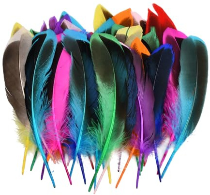 Homirty 200 Piezas Plumas Coloridas, Plumas De Colors, Plumas Mixtas Naturales, Plumas Decoracion, Plumas Manualidades, Plumas para Atrapasueños, Accesorios de Joyería, Decoración De Fiestas, 10-15cm