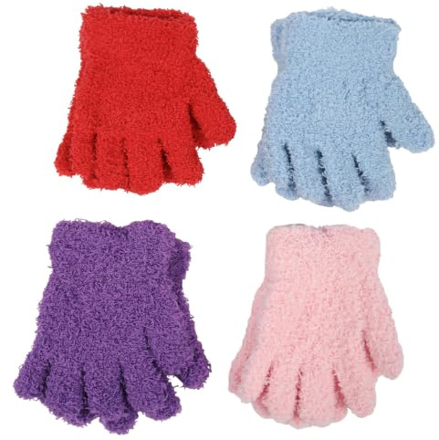 A2Z 4 Barn Flickor 4 Pack Handskar Termisk snö Soft Magic Vinterhandskar - Gloves 022 Pack Of 4 One Size