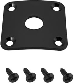 YINETTECH Square Electric Guitar Socket Cover Sheet Metal Socket Cover Plate 35x35mm Aperture 10mm with Screws Compatible with Gibson Les Paul Fits 1/4 Jack Color Black