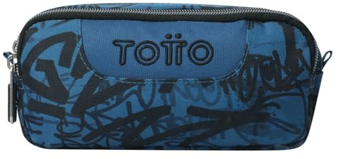 TOTTO - Estuche Escolar Dos Compartimentos, Modelo sobre, Estuche Grande, Dimensiones 20 x 9.5 x 7 cm, Estuche con Cremallera, Compacto y Resistente, Estampado Urban Graph