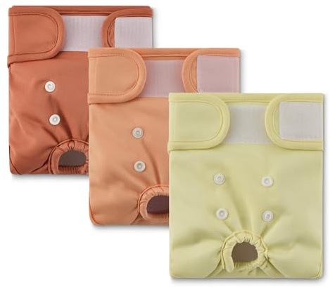 Amazon Basics, Confezione da 3 pannolini lavabili per cani femmine, taglia S