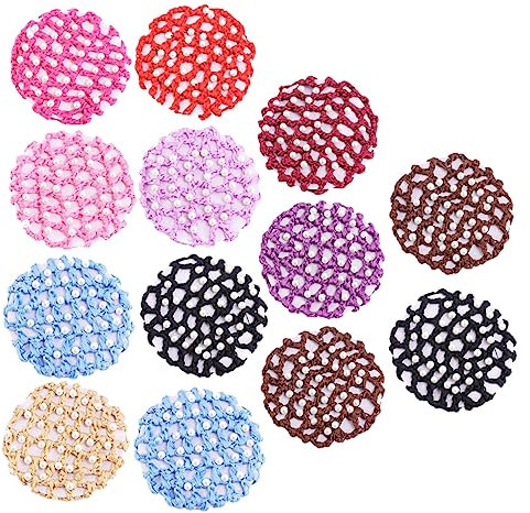 FOMIYES 13st Haarperle Haarnetz Brötchenabdeckung Für Frauen Haarschmuck Aus Strass Haarnetze Für Haare Haarspangen Mit Strass Haarknotennetz Haargummis Für Frauen Haarnetz-dutt Stoff