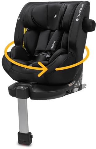 OSANN - One360 SL Mini Isofix I-Size Silla de Coche para Bebés/Niños - 40-105 cm - negro - 8 posiciones, Arnés de 5 puntos, Orientado hacia adelante/hacia atrás, Pata de apoyo