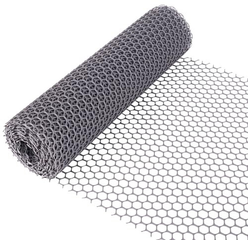 40cm x 5m Chicken Mesh Fence Roll,Grey Garden Net Fence Plastic Fence Mesh Netting Poultry Breeding Netting Garden Balcony Protection Net for Home Décor and Gardening Yard,1.2cm Diameter