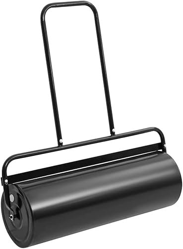 Slitstark gräsmattevals med handtag, kapacitet 74 liter, robust järn- och stålkonstruktion, svart