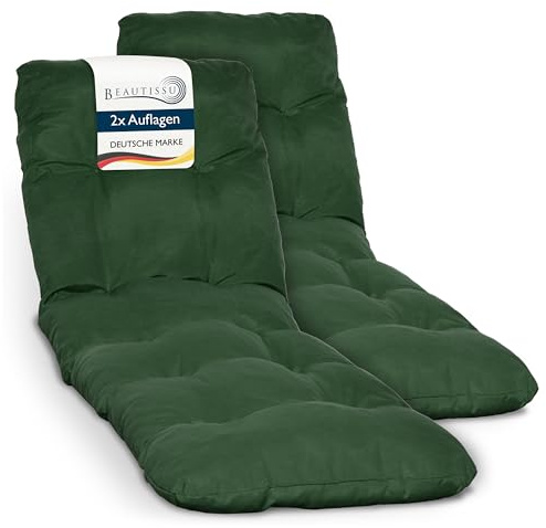 Beautissu Lot de 2 Coussin Bain de Soleil Chaise Longue Matelas Transat