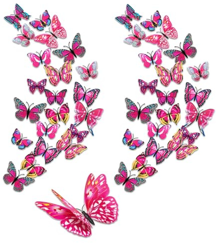 Décorations de Papillons 3D, Décoration Papillon pour Maison et de, Stickers Muraux Autocollants Murale pour Les Chambres D'enfants, Les Tables À Manger, Les Fêtes