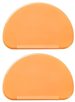 RLECS 2PCS Orange Food Grade Silicone Scraper 15.2x10.3cm Multipurpose Curved Baking Spatula Flat Edged Mixing Bowl Cutter
