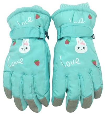 FOSDICK Gant Ski Enfant d'hiver, Gant Neige Enfant Chaud Étanches Protègent du Vent, Velo Gants de Ski Snowboard Sport Gloves pour Fille Garçon 6-12 Ans