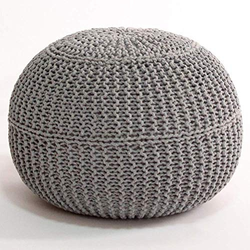 HJZZQH Pouf Lavorato a Mano poggiapiedi ottomano Stile Cavo Intrecciato in Cotone Cordoncino Lavorato a Maglia Poltrona a Sacco Sedia da Grigio 50x50x40 cm (20x20x16)