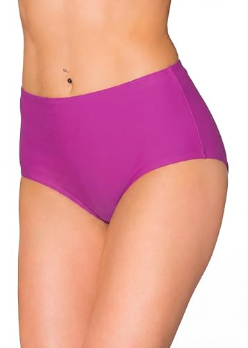 Aquarti Bikinihose Damen mit Hohem Bund – Klassische Bikinihosen für Damen in Großen Größen, Farbe: Magenta, Größe: 42
