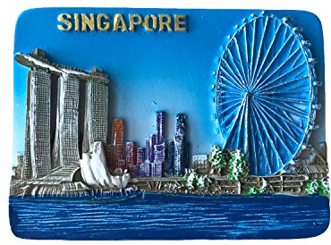 Wedare Magnet Souvenir 3D Singapore Fridge Magnet, 7 × 5 CM, Eco-friendly Resin, Tourist Souvenir Home Kitchen Decoration
